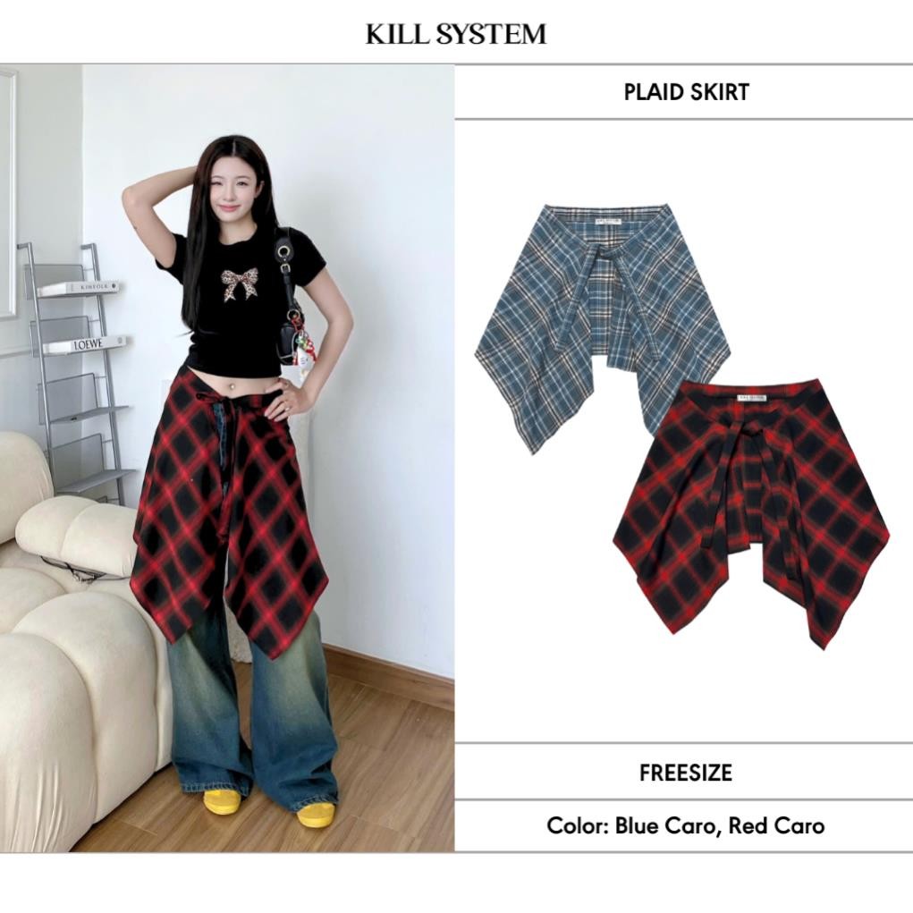 (New) Phụ kiện PLAID SKIRT họa tiết caro mix layer cá tính năng động  -  𝐊𝐈𝐋𝐋 𝐒𝐘𝐒𝐓𝐄𝐌
