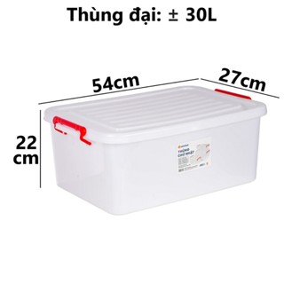  Thùng chữ nhật 10L 18L 30L nhựa VIỆT NHẬT - Có nắp khóa cài - Đựng đồ chơi quần áo - 5331 2 3 màu trắng đục 
