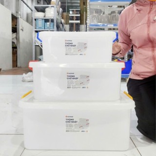 Thùng chữ nhật nhựa đục 10L, 18L, 30L nhựa VIỆT NHẬT - Có nắp, khóa cài - Đựng đồ chơi, quần áo - 5331,5332,5333 đục