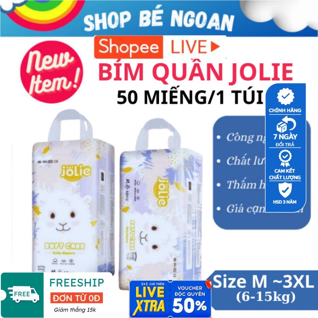 [COMBO 50 - 100 MIẾNG] Bỉm quần Jolie nội địa cao cấp size M100/L100/XL100/XXL100/XXXL100/4XL100 Sho
