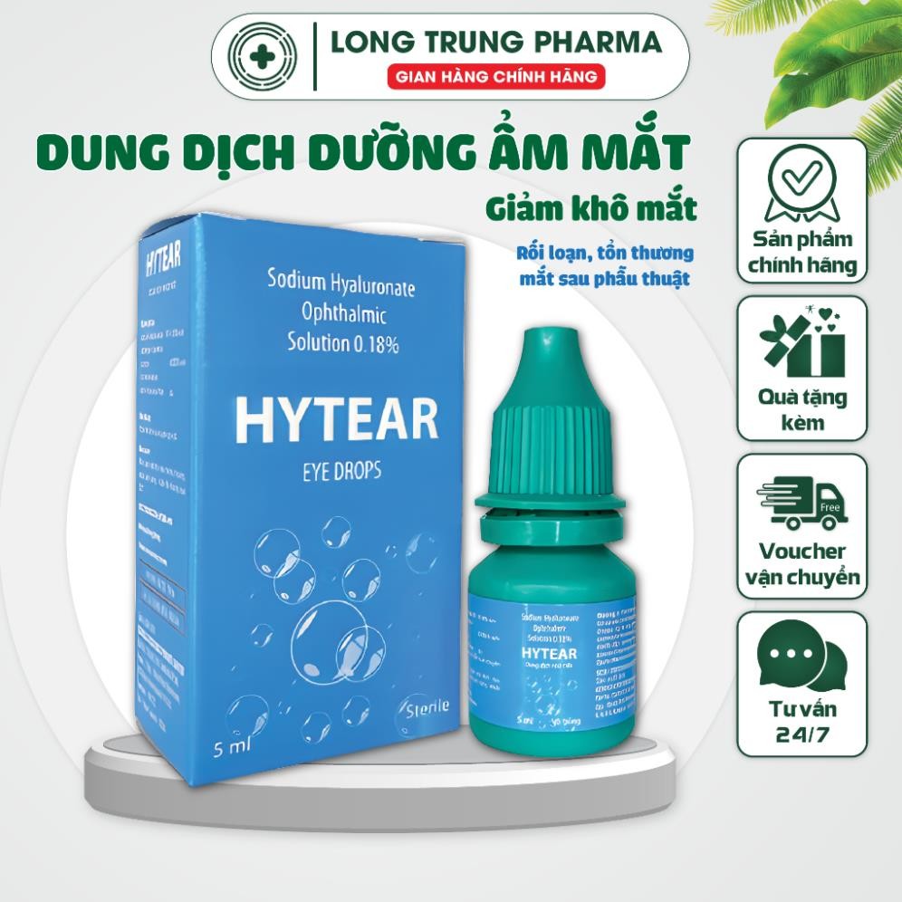 [CHÍNH HÃNG] Dung dịch nhỏ mắt HYTEAR giữ ẩm, giảm khô mắt, thúc đẩy quá trình làm lành tổn thương b
