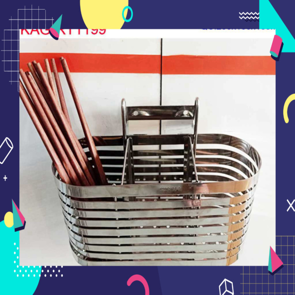 Ống  đựng đũa Inox 304, ống đũa nhà bếp 3 ngăn, ống đũa cao cấp nam dẹt KAG-304RT1199 . .