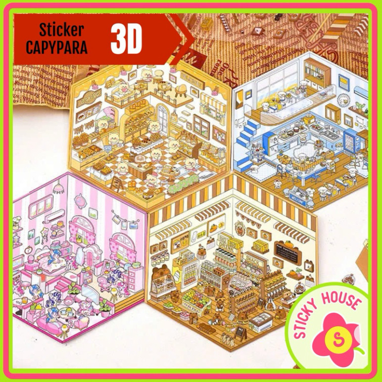 (Hỏa tốc HN) Sticker 3D Nhãn dán 3D, Sticker Capybara, Nhãn dán Capypada cute, Sticker lưu trữ cảnh 