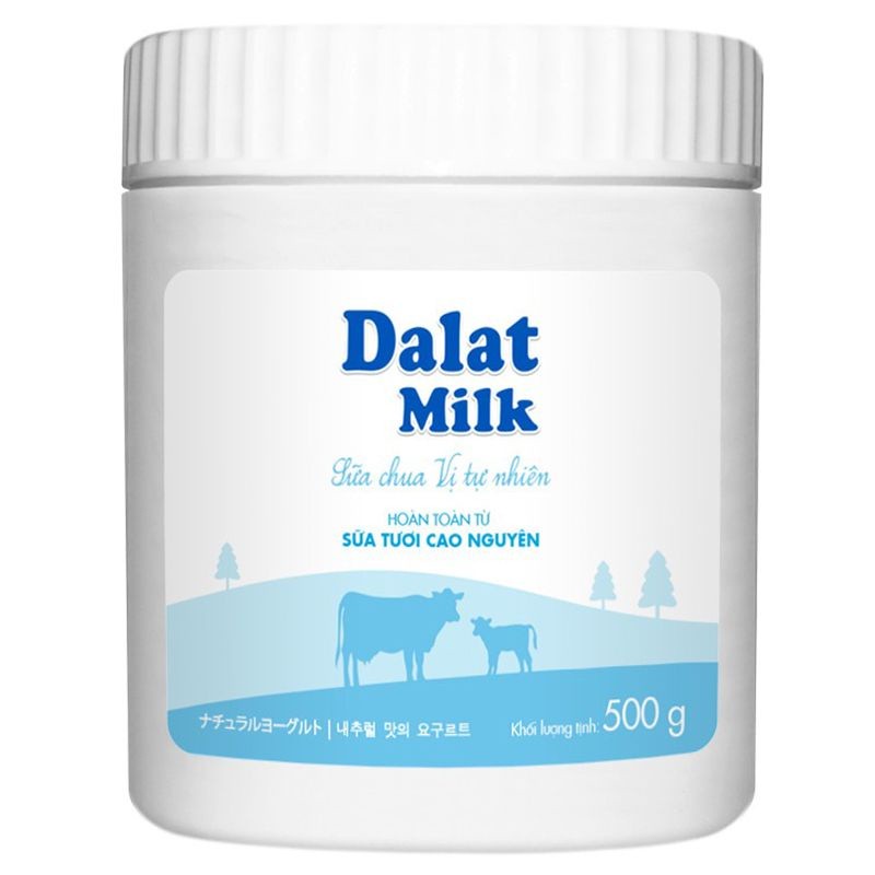 Sữa Chua Dalat Milk Vị Tự Nhiên Không Đường/Có Đường Hộp 500G Date Mới