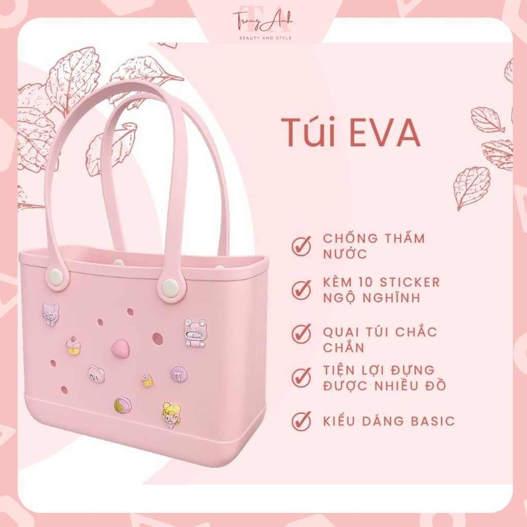Túi Eva Thời Trang Đi Chơi Đi Biển, Túi Du Lịch Đa Năng Chất Liệu EVA Cao Cấp Full Jibits Charm Sticke Ngẫu Nhiên