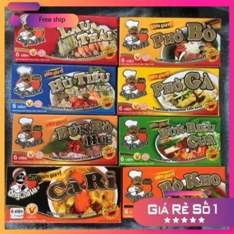 Viên Gia Vị ÔNG CHÀ VÀ Bò Kho/ Vịt Tiềm/ Bún Bò/ Rêu Cua/ Phở Gà/ Phở Bò/ Bánh Canh/ Gia Vị Chay