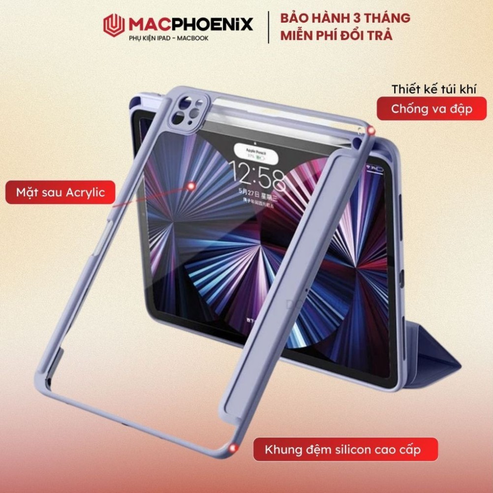 Bao Da Ipad DIY Ver 2 Màu Pastel, Mặt Lưng Kính Cường Lực Cho Pro11 Air6/7 Gen 10/11 - P04