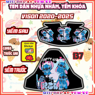  Combo Tem dán Yếm Khóa Nhựa Nhám Vision 2020-2025 Dán Trang Trí Decal Nhán Dán Shin Tem Xe 