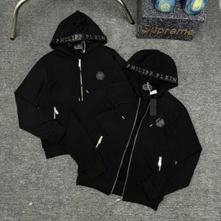  Áo Hoodie Philipp Plein Phối Khóa Cổ Dây LoGo Kim Loại Cao Cấp Áo Khoác Philipp Boy Phố Hot 2024 