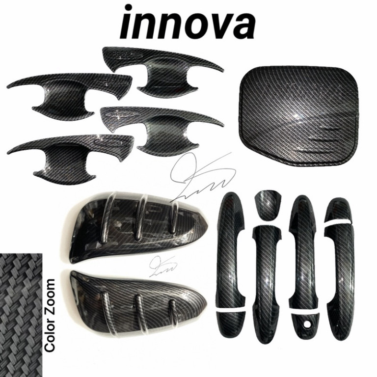 Ốp tay cửa chén cửa xe Innova 2017 2018 2019 2020 2021 2022 2023 Carbon Fiber Ốp Gương Nắp bình Xăng