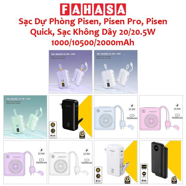 Sạc Dự Phòng Pisen, Pisen Pro, Pisen Quick, Sạc Không Dây 20/20.5W 1000/10500/2000mAh