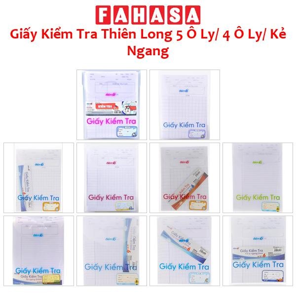 Giấy Kiểm Tra Thiên Long 5 Ô Ly/ 4 Ô Ly/ Kẻ Ngang