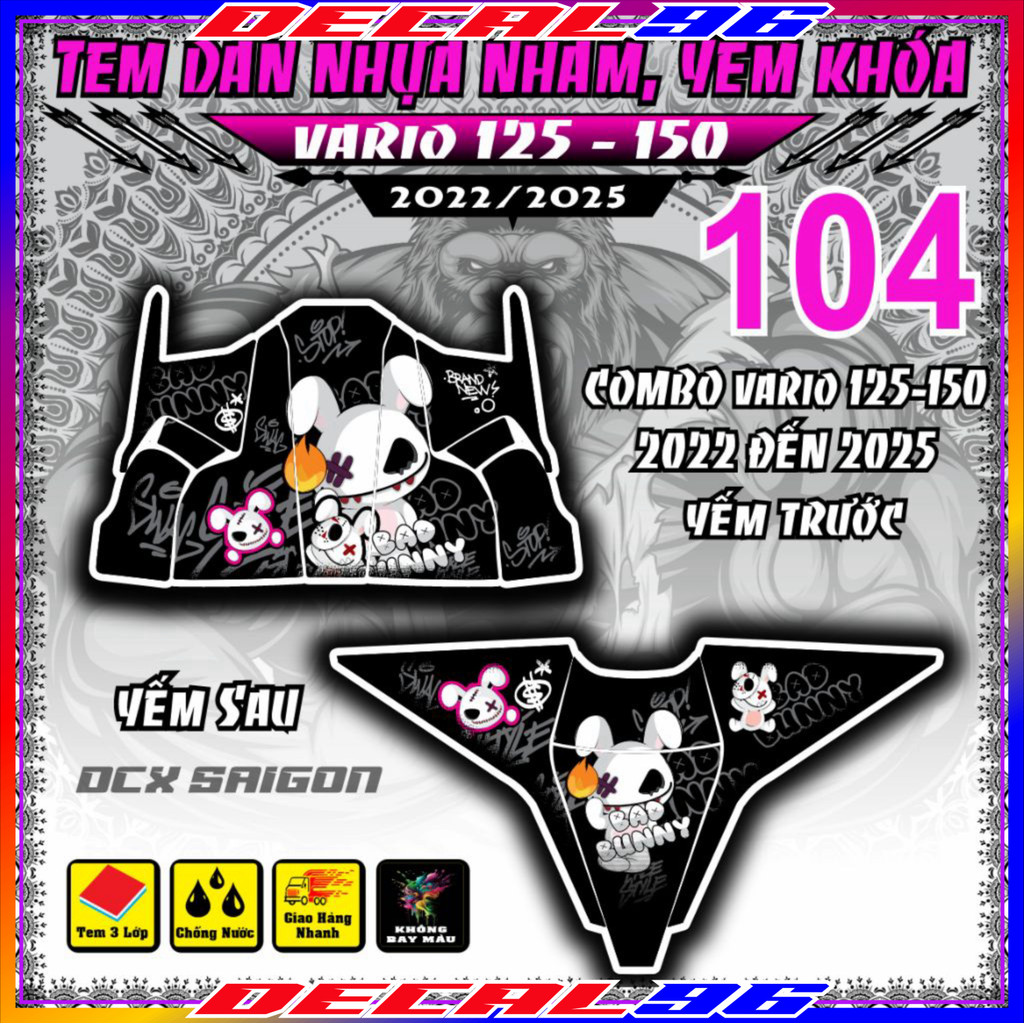 Tem Nhựa Nhám Dán VARIO 125 đời 2023-2025 dán mủ nhám _nhãn dán _ tem xe _vario 125 decal