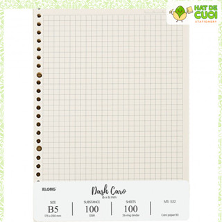 Ruột sổ còng Dash Caro KLONG B5 100/76 – 100 tờ (200 trang) Giấy thay refil bìa còng ô 6x6 MS 532