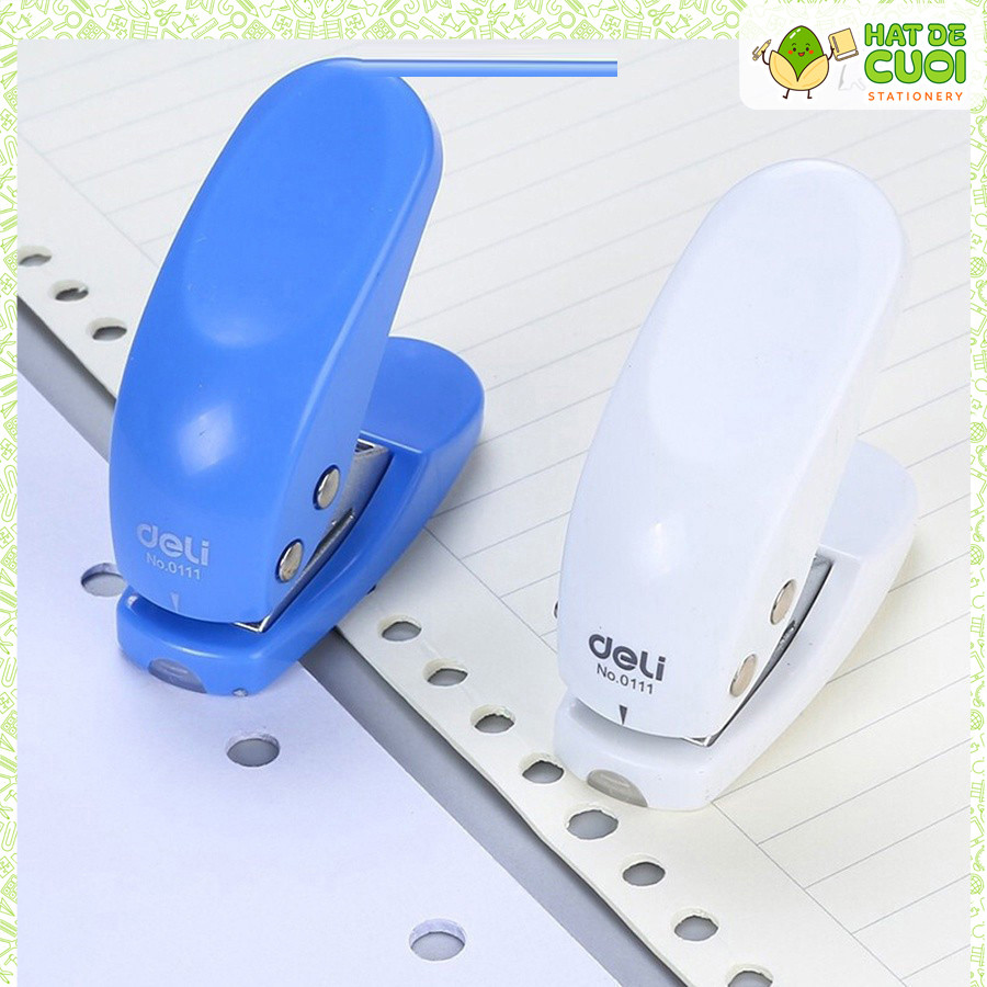 Bấm lỗ giấy mini Deli cầm tay làm sổ còng tối đa 10 tờ 80gsm C08, dụng cụ đục lỗ binder