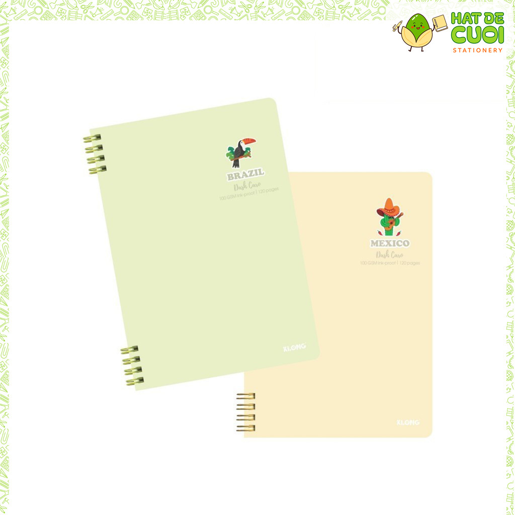 Sổ Dash Caro (6x6)mm lò xo kép 2 đầu KLONG A5 120 trang 100GSM MS 500 Tập viết kẻ ô caro nét đứt