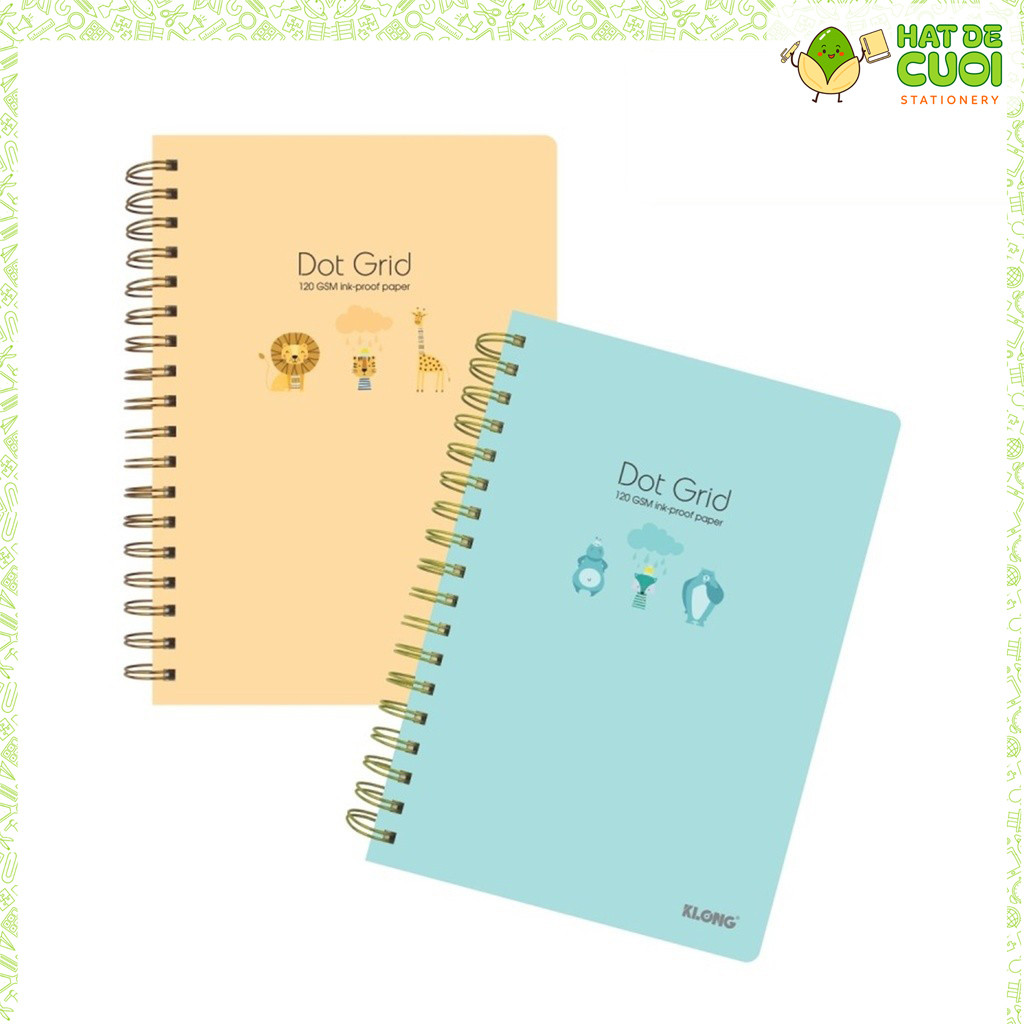 Sổ Dot Grid lò xo kép KLONG B5- 200 trang 120GSM MS960 tập viết bài giáy chấm take note