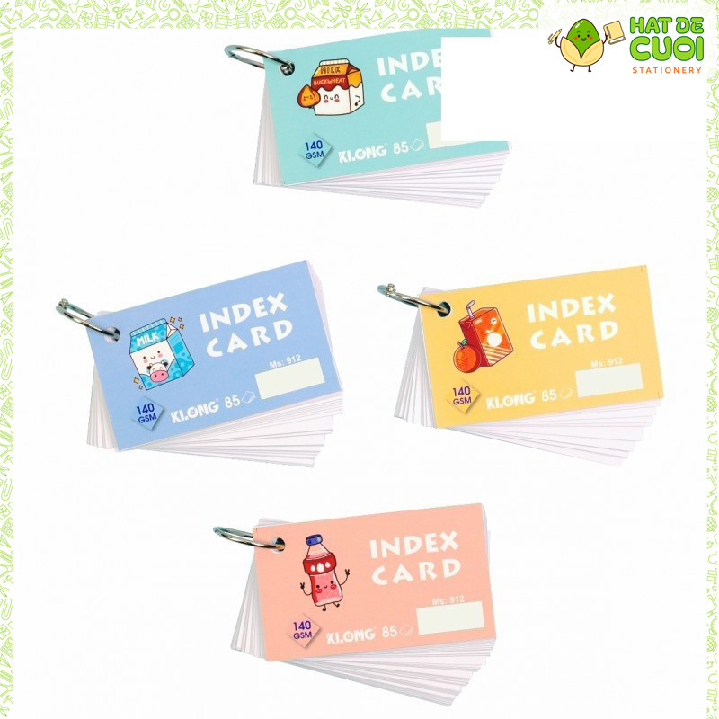 Tập thẻ Index Card KLONG A7- 85 tờ 140 GSM MS 912 Thẻ flash card ghi hoc từ vựng tiện dụng
