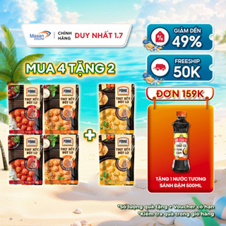 [LS] Combo Thịt Xốt Đút Lò Ponnie - Mix vị (2 Kem Rose + 2 Xốt Cà Bolognese +2 Xốt Trứng Muối Fromage)