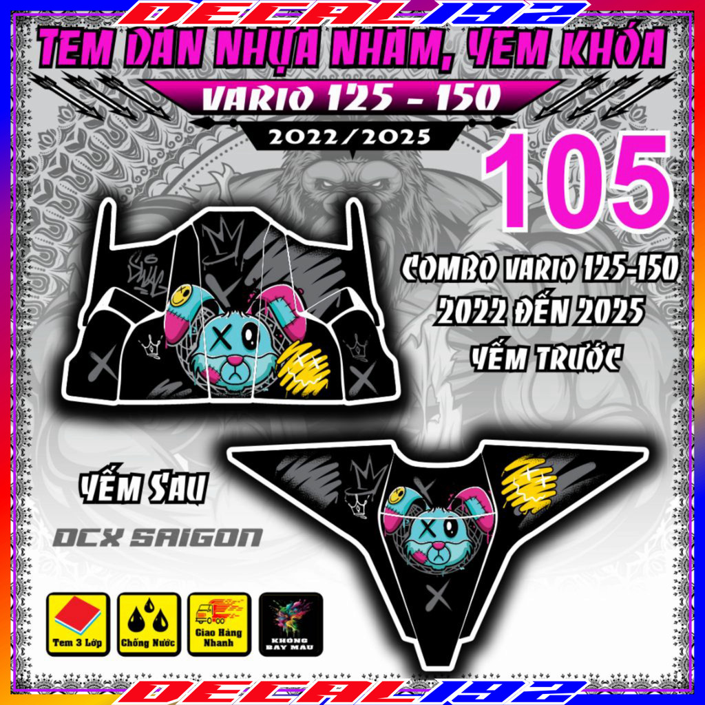 Tem Nhựa Nhám Dán VARIO 125 đời 2023-2025 dán mủ nhám _nhãn dán _ tem xe _vario 125 decalxe