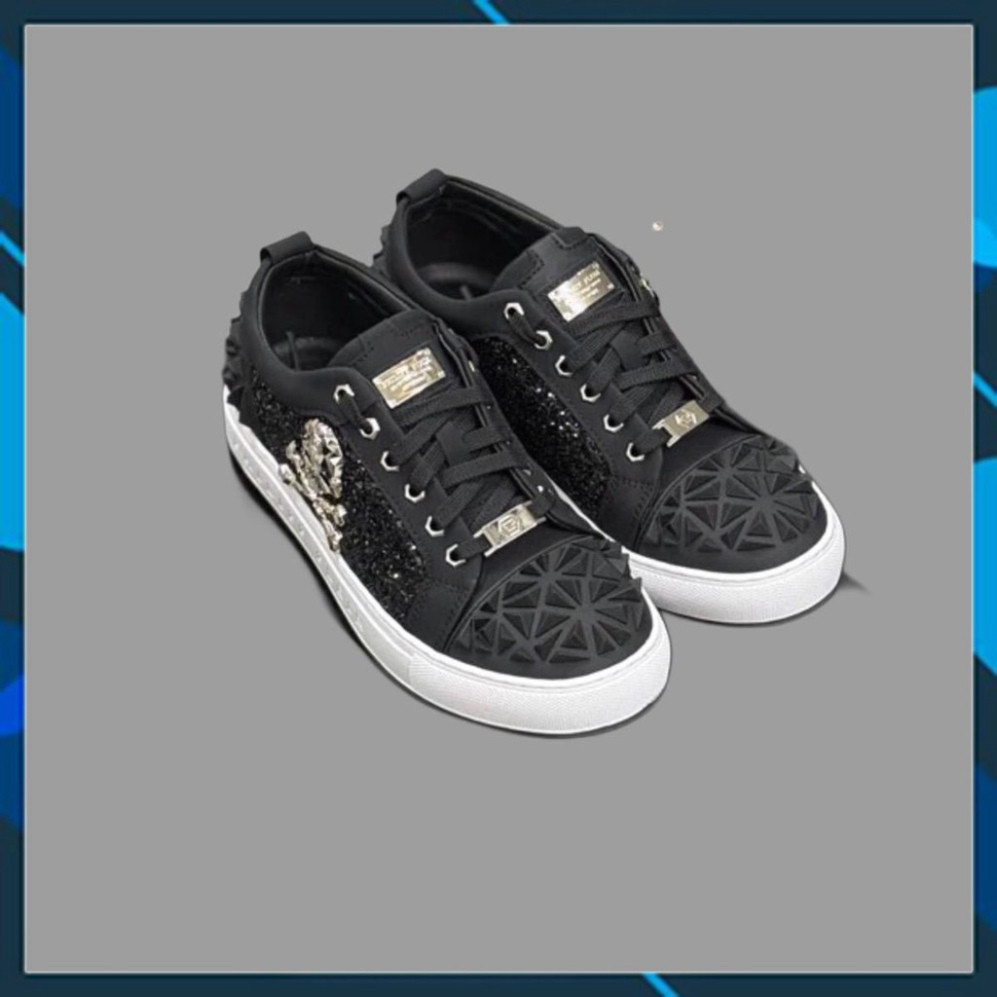 Giày thể thao nam Phillip Plein phong cách đính đá và logo kim loại, hàng chính hãng Quảng Châu.