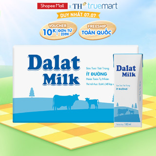 Thùng 48 hộp sữa tươi tiệt trùng Dalatmilk ít đường 180 ml (180 ml x 48)