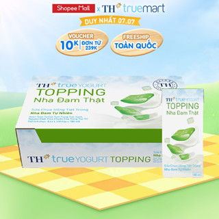 Thùng Sữa chua uống tiệt trùng TH true YOGURT TOPPING nha đam tự nhiên (180ml x 48 Hộp)