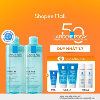 Bộ đôi nước tẩy trang & làm sạch cho da mụn, da dầu nhạy cảm La Roche-Posay Efffaclar Micellar Water 400ml