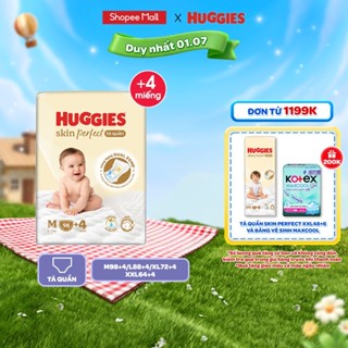 [Bao bì thay đổi tùy CTKM] Tã quần Huggies Skin Perfect Mega Jumbo cỡ M/L/XL/XXL với 2 vùng thấm giảm kích ứng da