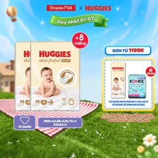 Combo 2 gói Tã quần Huggies Skin Perfect cỡ M/L/XL/XXL với 2 vùng thấm giảm kích ứng da
