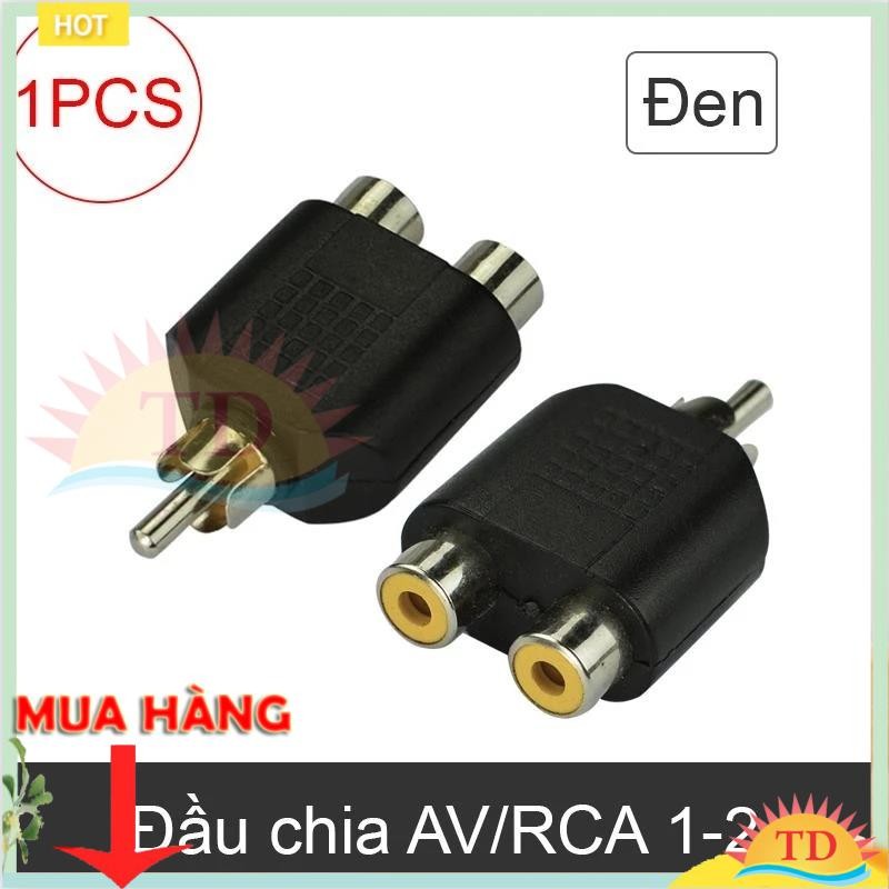 1 Đầu chia AV (1 đầu đực ra 2 đầu cái) - Jack chia AV (RCA)  từ 1 ra 2 Hoa Sen  - Jack loại tốt, cực
