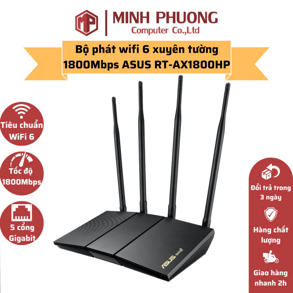 Bộ phát wifi 6 xuyên tường băng tần kép tốc độ 1800Mbps ASUS AX1800HP - Hàng chính hãng