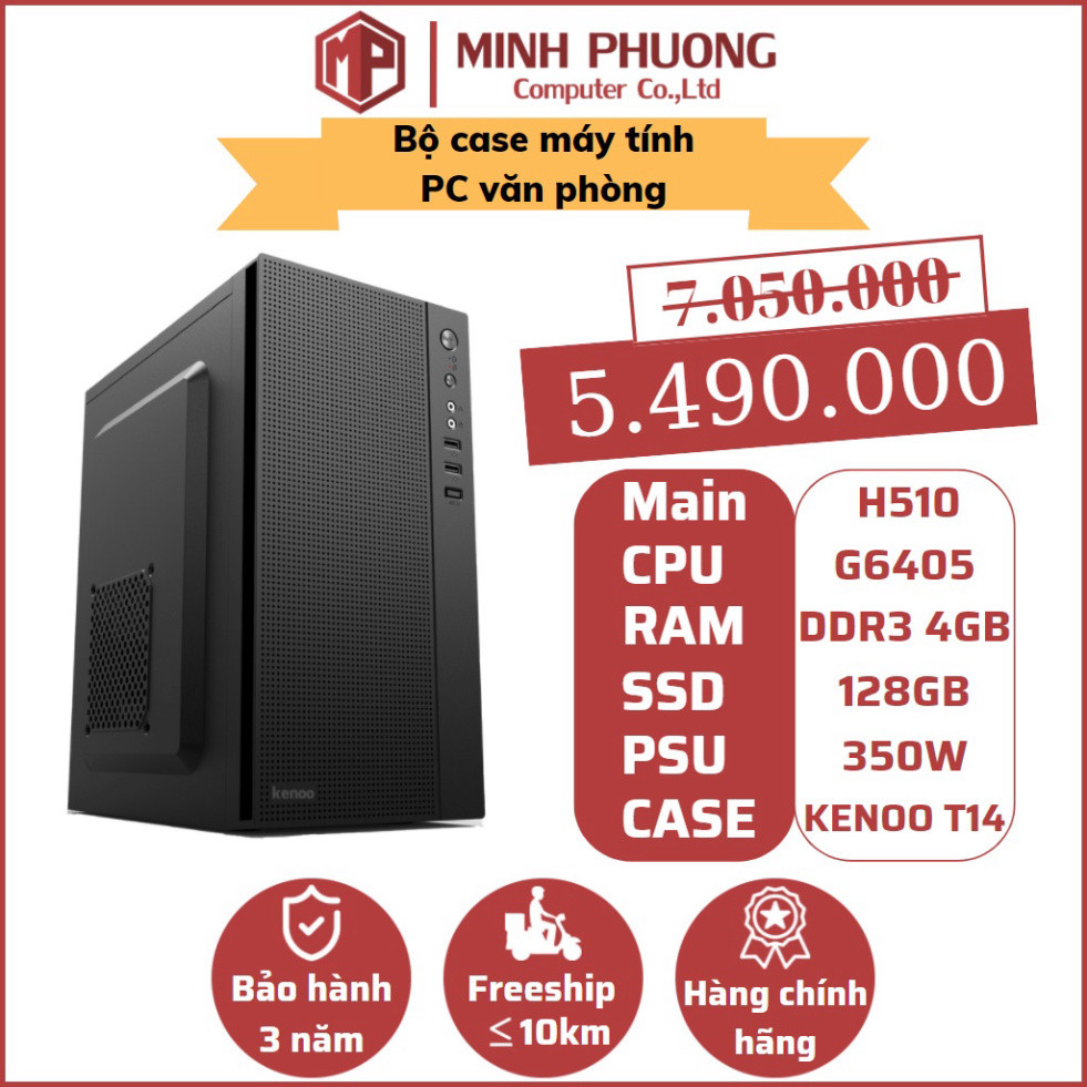Bộ case máy tính PC văn phòng, học và làm việc online H510 - G6405 - 4GB