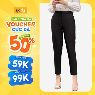 [Đồng giá] Quần âu nữ lưng cao YODY Relax Pants co giãn tốt tôn dáng nữ công sở QAN5178 DG1