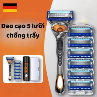 Dao cạo râu 5 lưỡi kèm hộp, dao cạo râu kiểu Đức cho nam kèm lưỡi dao sắc không đau rát cho da mặt, máy cạo râu DCR01