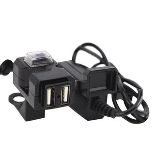 Bộ sạc xe máy 2 cổng USB 12V kèm công tắc và đế gắn