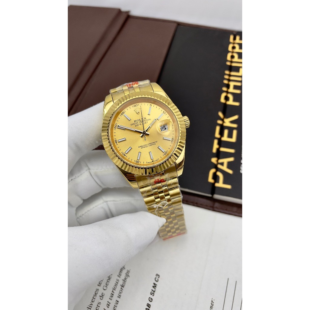 fullbox hãng - đồng hồ nam Rolex Datejust 41mm máy cơ nhật bản, viền khía - dây thép không gỉ