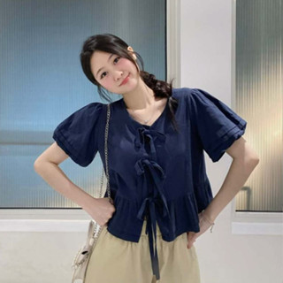 Áo Babydoll Kiểu Nữ Tay Bồng Dáng Xòe Chi Tiết Cột Dây Nơ Mùa Hè 12 Tháng Sáu Clothing MA 3063
