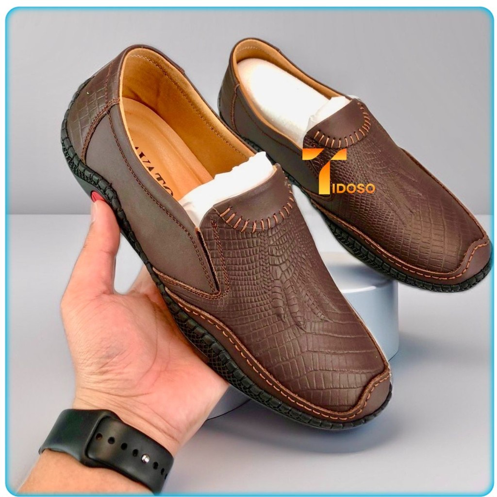 Giày lười nam, giày mọi nam da thật, khâu 2 lớp siêu bền chống nước tốt,giá gốc tại xưởng