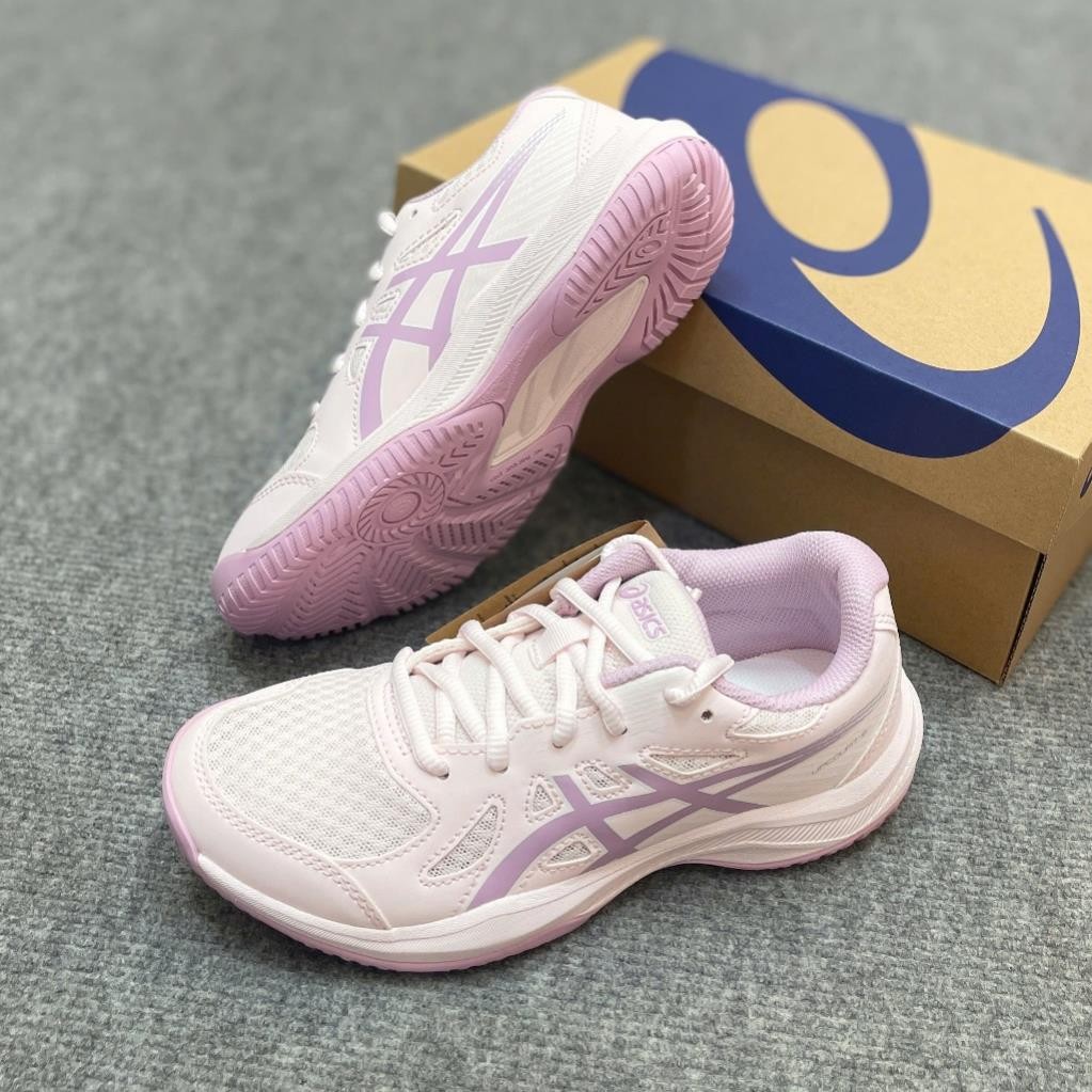 [AUTH] Giày _𝗔𝘀𝗶𝗰𝘀 Upcourt 6 Pale Pink Light Ube, Chính Hãng, Giày pickleball , tennis nữ chống trơn