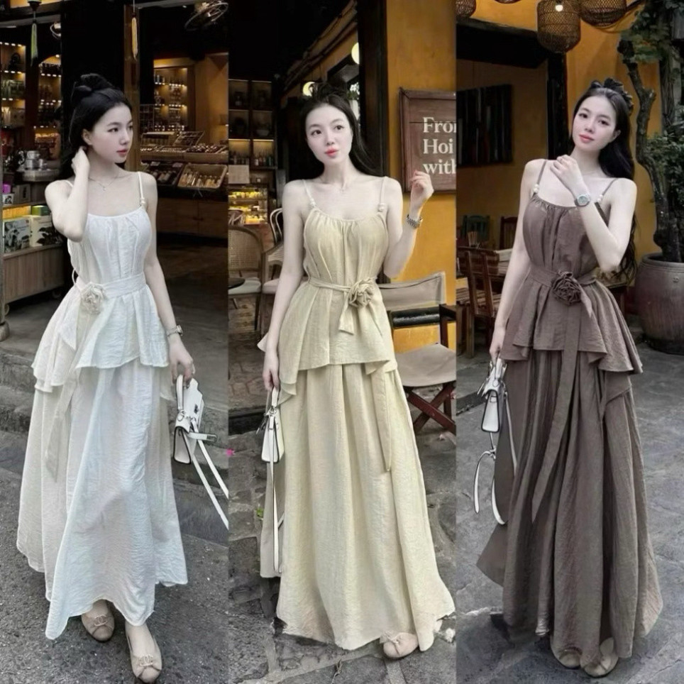 Set Nữ Áo Plum Dây Ngọc & Váy Maxi – Dịu Dàng Điệu Đà Chuẩn Mood Hẹn Hò