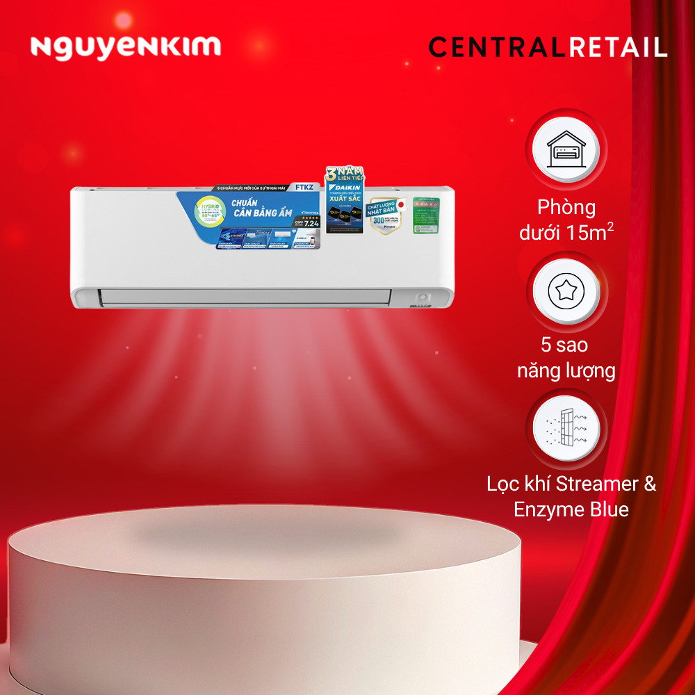 [Lắp đặt 0đ] Máy lạnh Daikin Inverter 1 HP FTKZ25VVMV