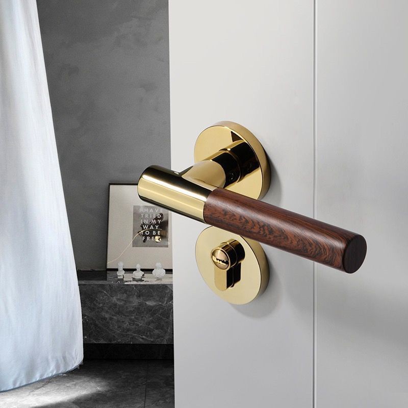Khóa cửa gỗ vân kiểu Trung Quốc mới, khóa cửa phòng ngủ, bộ khóa trong nhà, tay nắm cửa gỗ chắc chắn