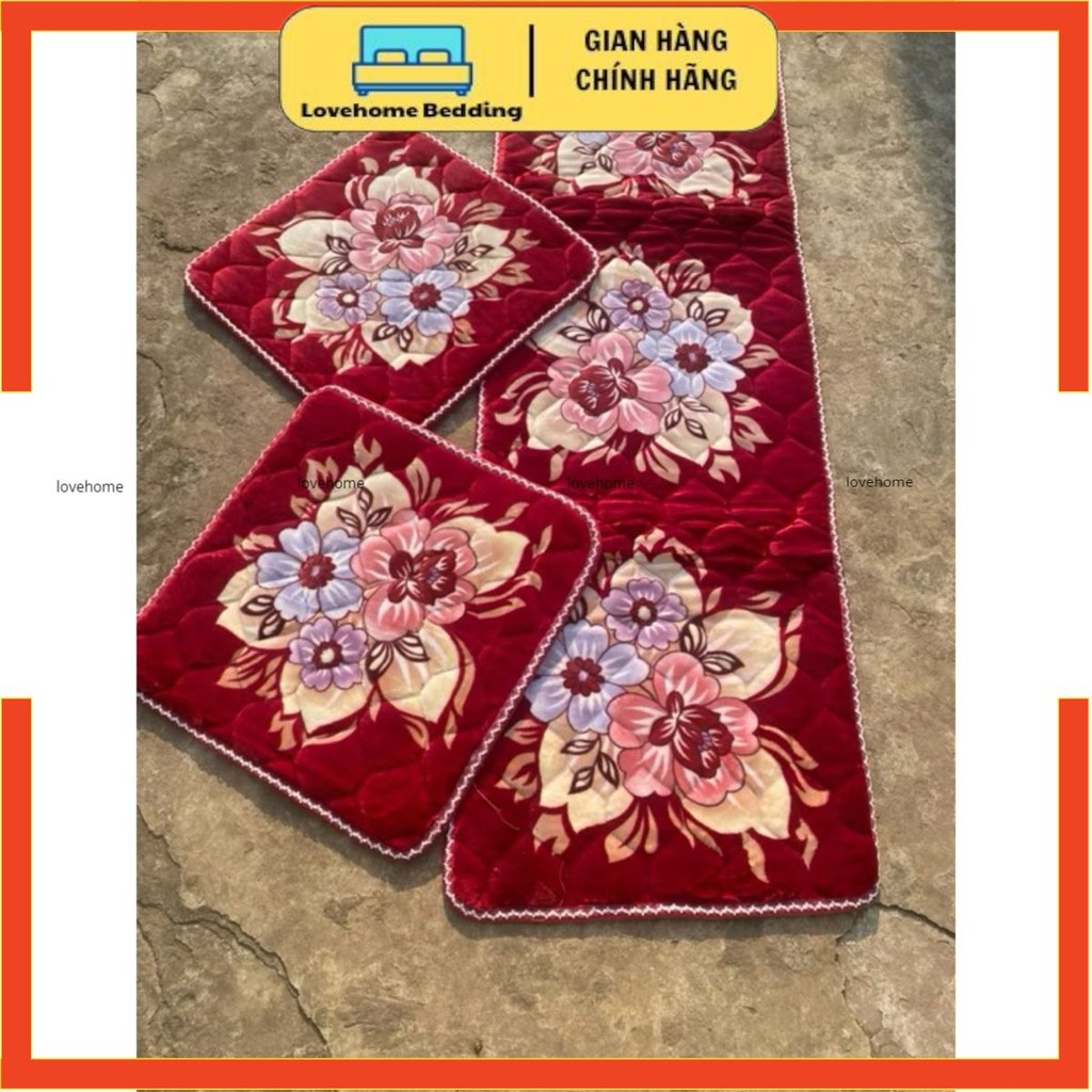 Thảm Trải Ghế Gỗ Gồm  1 tấm to 1m8, 1m7 và 2 tấm nhỏ 55cm+55cm - QUÀNG CHÂU CAO CẤP