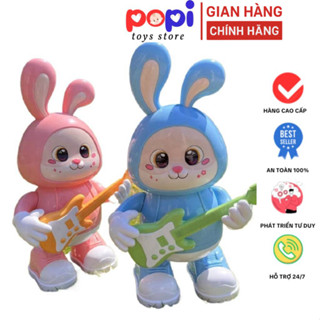  ```Đồ Chơi Thỏ Nhảy Múa Đánh Đàn Guitar Sáng Đèn Nhạc Vui Tươi - Quà Tặng An Toàn Cho Trẻ Em - POPITOYS``` 