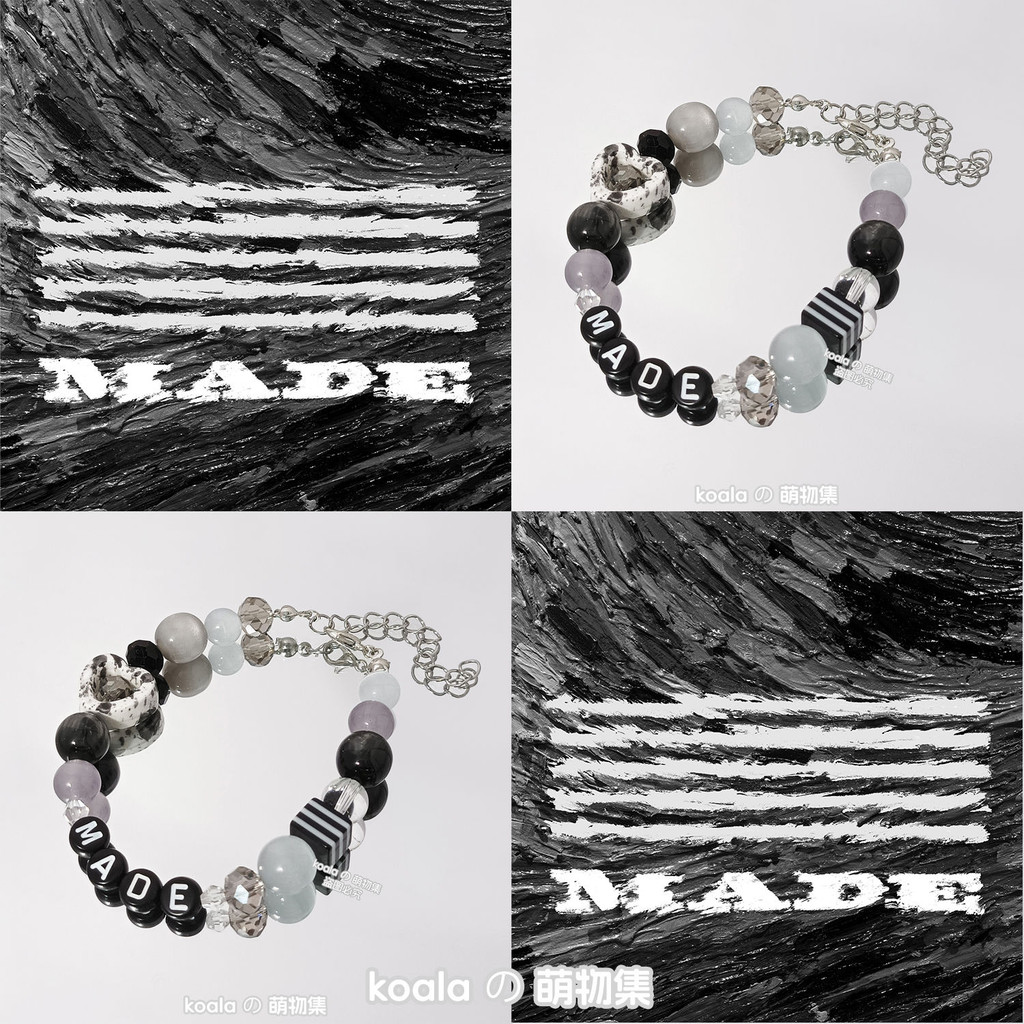 Bigbang Nhóm Nam Made Quan Chí Long GD Album Hỗ trợ ấn tượng Vòng tay Cá tính Màu đen và trắng Cảm g