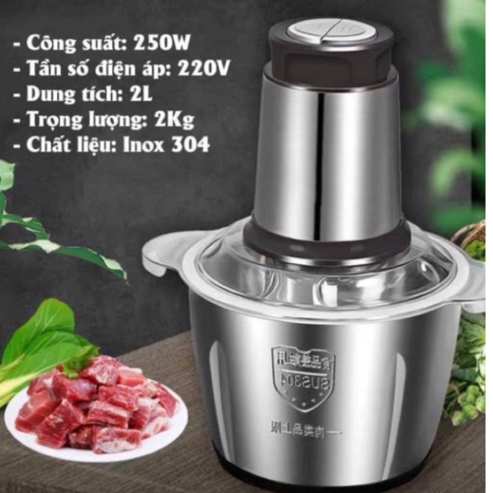 Máy xay thịt, máy xay đa năng công suất 250W, cối inox304 4 lưỡi dao sắc bén hiện đại dùng cho gia đình giadungtienich5k