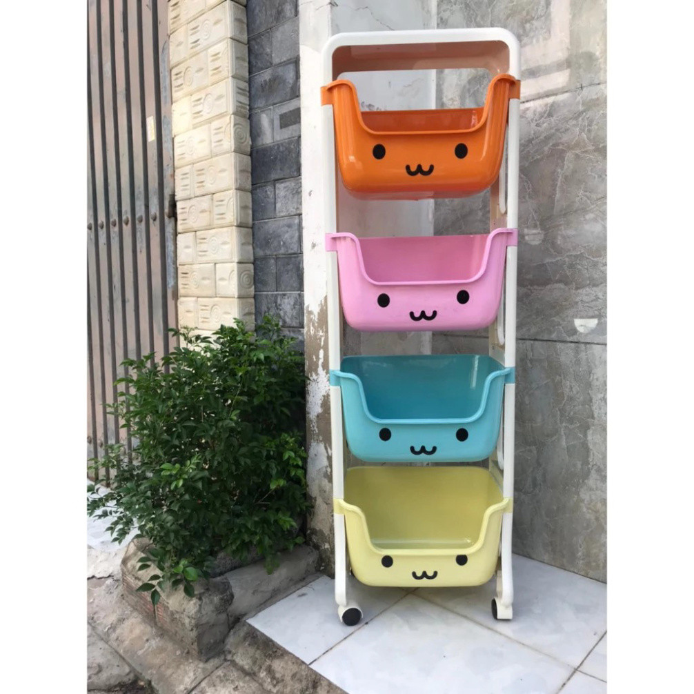 Kệ Nhựa 4 Tầng Có Bánh Xe, Kệ Nhựa Đựng Đồ Đa Năng, Đồ Bỉm Sữa, Tủ Nhựa Di Động Cho Bé giadungtienich5k