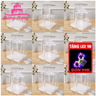 Hộp nhựa mica trong đế trắng đựng bánh gato, bánh kem, quà lưu niệm