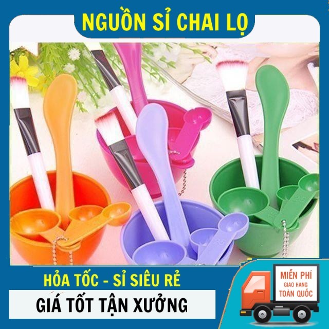 [COMBO 3 BỘ] Bộ Dụng Cụ Trộn Mặt Nạ (Bát, Cọ, Que Nhựa) Chuyên Dùng Trong Spa